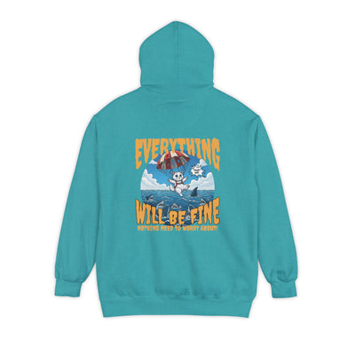 Everything Will Be Fine - Cartoon Cat Graphic Unisex Pullover Hoodie
