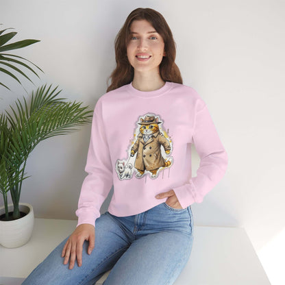 Watercolor Cat & Dog painting Unisex Crewneck Sweatshirt style 1