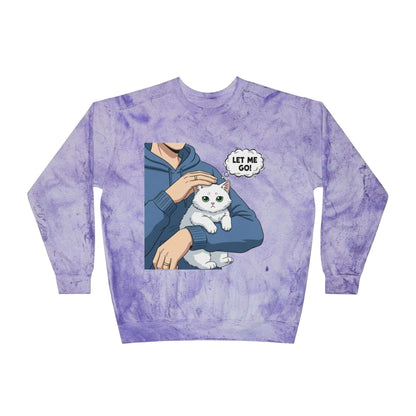 Let Me Go Cat Cozy Crewneck Sweatshirt Tie-Dye style 1