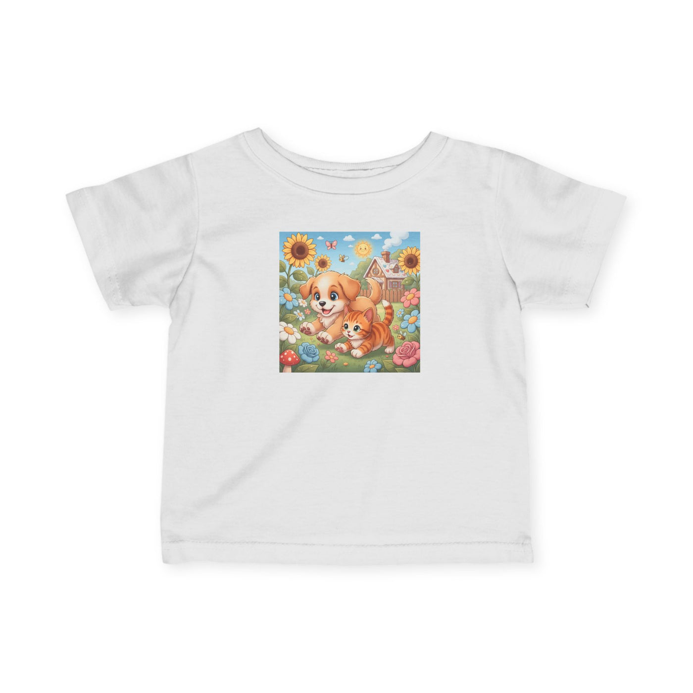 Puppy & Cat Best Friends style 3 Infant Tee, Baby T-Shirt, Toddler Gift, Baby Shower Present, Children's Casual Wear, Summer Tee