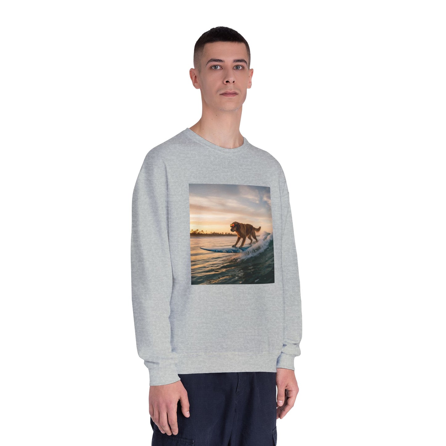 Surfing Dog Graphic Unisex NuBlend Crewneck Sweatshirt style 2