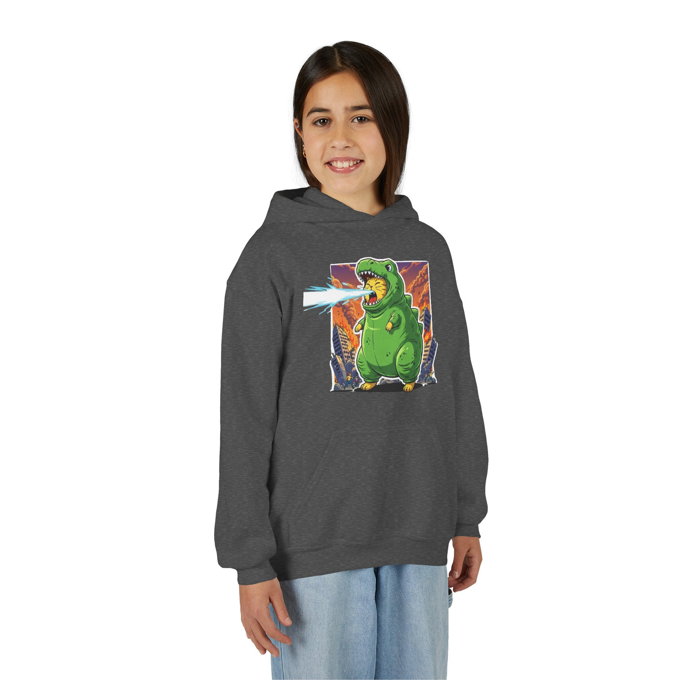Cat cosplay Godzilla style 3 Unisex Kids Hoodie - Fun & Cozy Heavy Blend Sweatshirt with Cute Design
