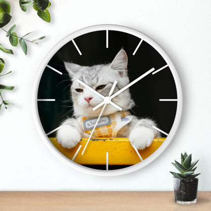 White Cat different colors Wall Clock