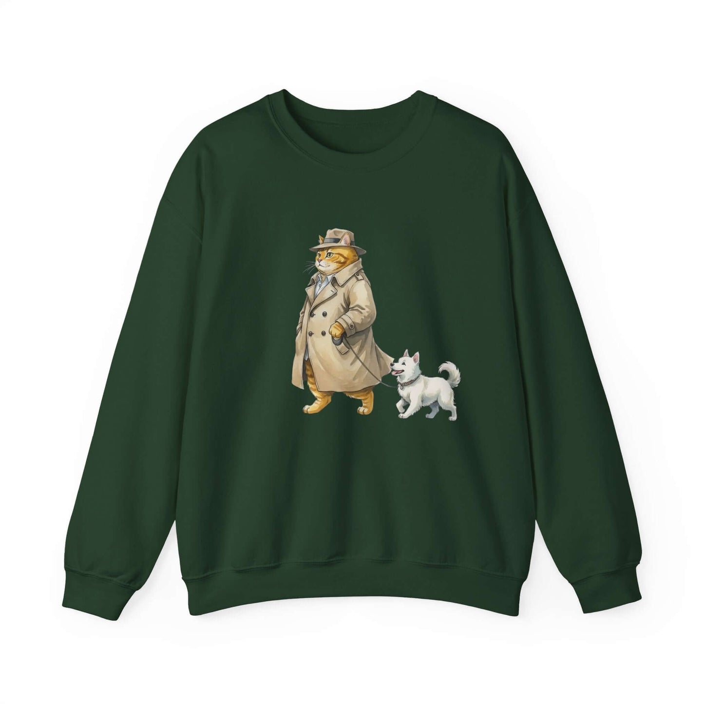 Watercolor Cat & Dog painting unisex Crewneck Sweatshirt style 2