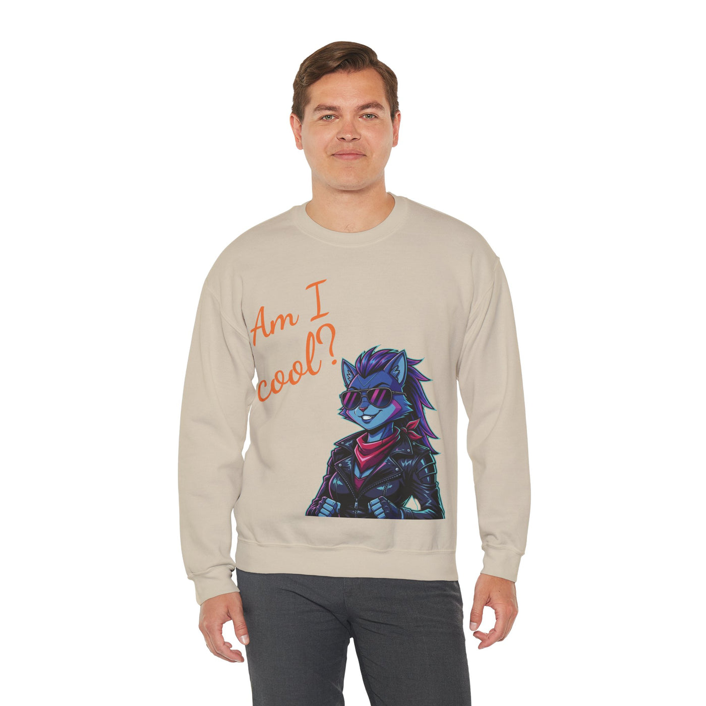 Cool Cat style 2 Unisex Crewneck Sweatshirt | Cozy Gift for Cat Lovers, Casual Wear, Unique Graphic Sweatshirt, Birthday Gift, Everyday Style