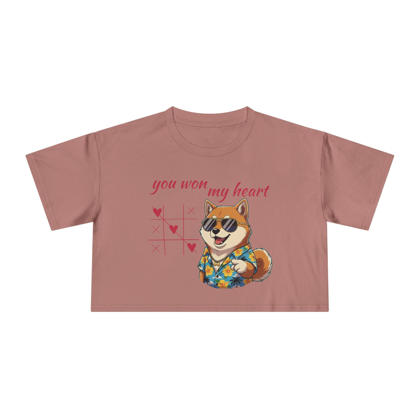 Cute Graphic Crop Tee - 'You Won My Heart', Women's Fashion, Gift for Animal Lovers, Casual Outfit, Summer Style, Funny Shirt