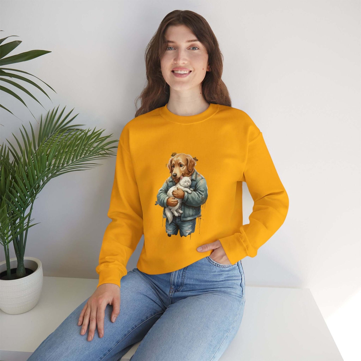 Watercolor Dog painting Unisex Crewneck Sweatshirt style 6