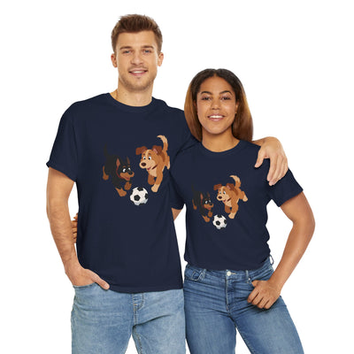 Playful Puppy Soccer Unisex Tee - Cute Dog T-Shirt for Pet Lovers, Dog Owners, Sports Enthusiasts, Gifts for Animal Lovers, Casual Everyday Wear