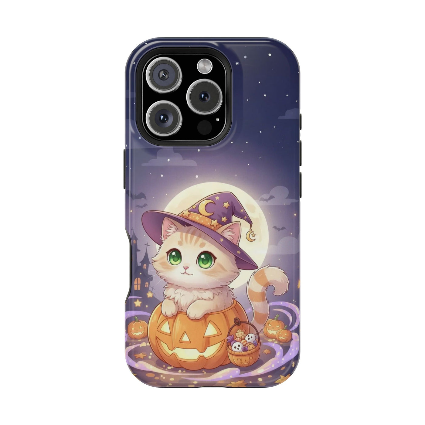 Halloween cute kitten anime style 4 Magnetic Phone Case, Cat Lover Gift, Impact-Resistant iPhone Case, Funny Pet Accessory, Unique Animal Design