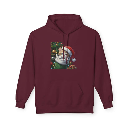 Kitten hiding in Christmas stocking Unisex Fleece Hoodie style 2