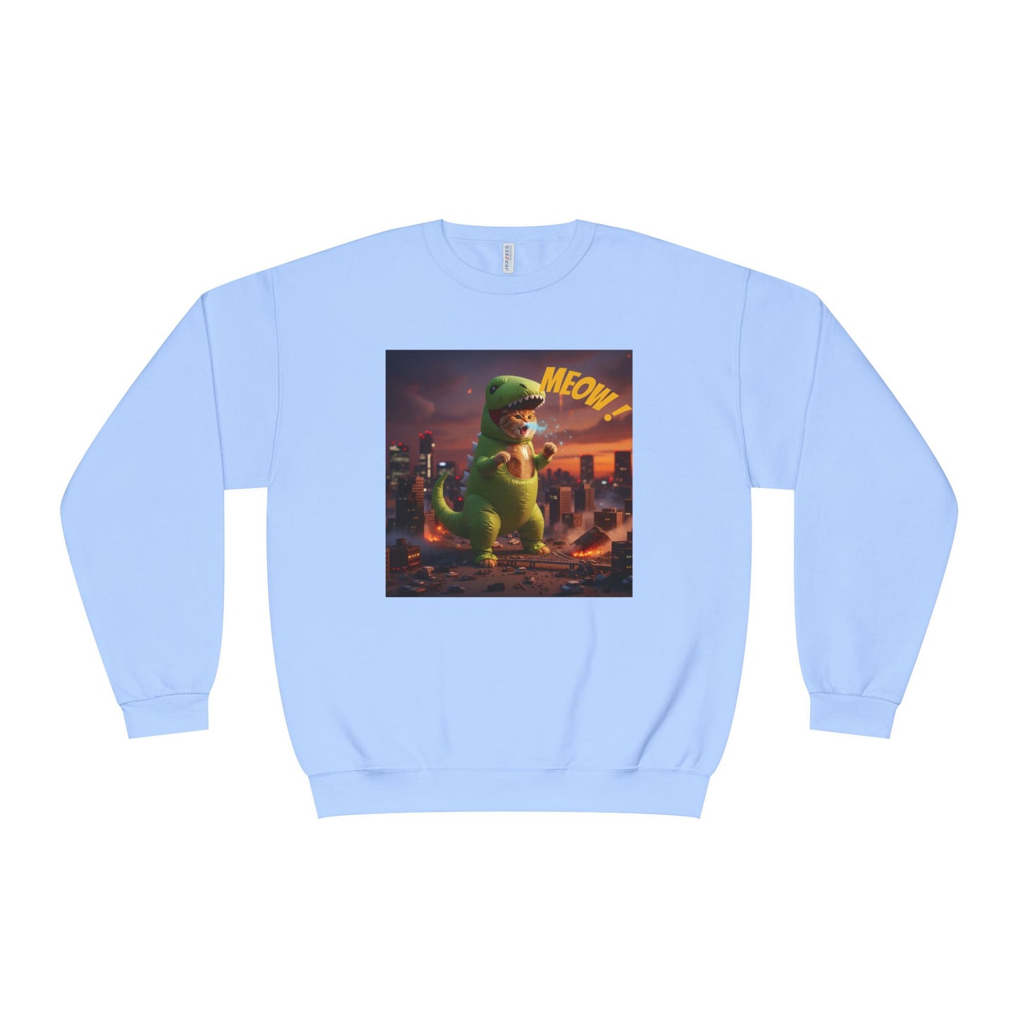 Tyrannosaurus Cat in city Unisex NuBlend Sweatshirt style 2