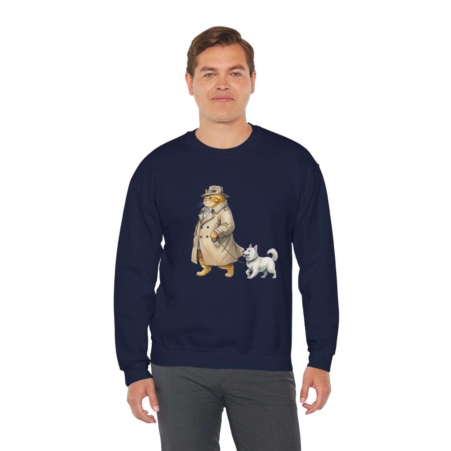 Watercolor Cat & Dog painting unisex Crewneck Sweatshirt style 2
