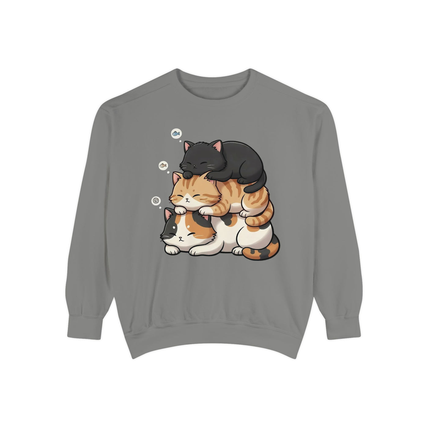 3 Cute Sleeping Cats style 8 Cozy Graphic Unisex Crewneck Sweatshirt