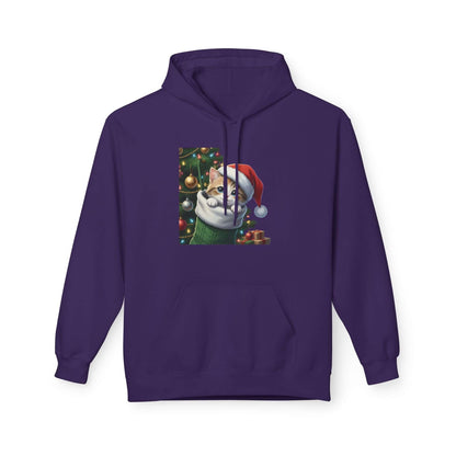 Kitten hiding in Christmas stocking Unisex Fleece Hoodie style 2