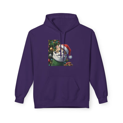 Adorable kitten hiding in Christmas stocking style 2 Cozy Graphic Unisex Midweight Softstyle Fleece Hoodie