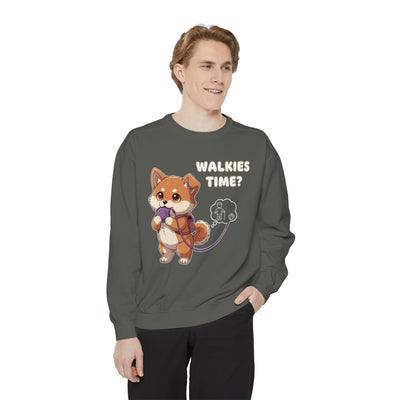 Cute Dog Walk Time style 3 Cozy Graphic Unisex Crewneck Sweatshirt