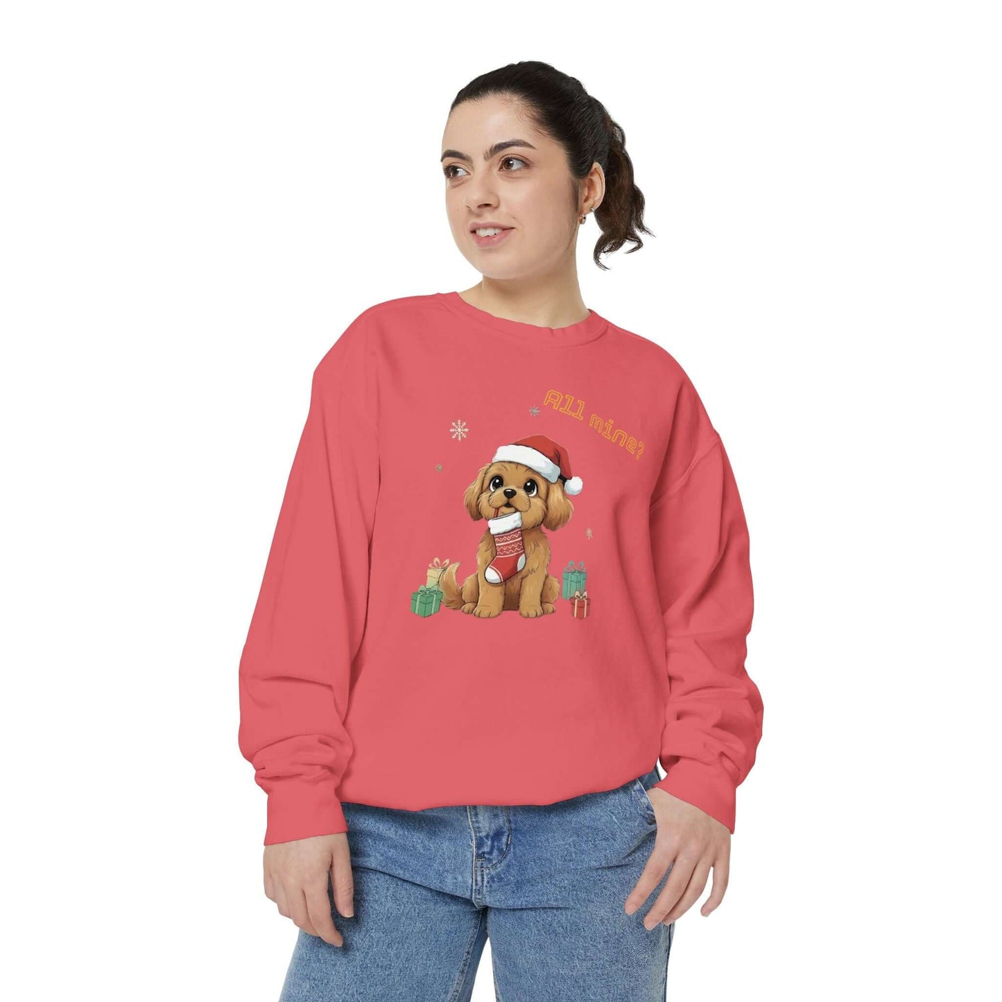 Puppy wait for Christmas presents Unisex Crewneck Sweatshirt style 8