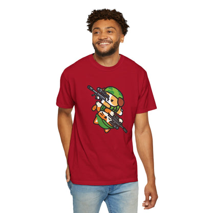 Cute Soldier Sniper Dog & Cat Unisex Graphic T-Shirt