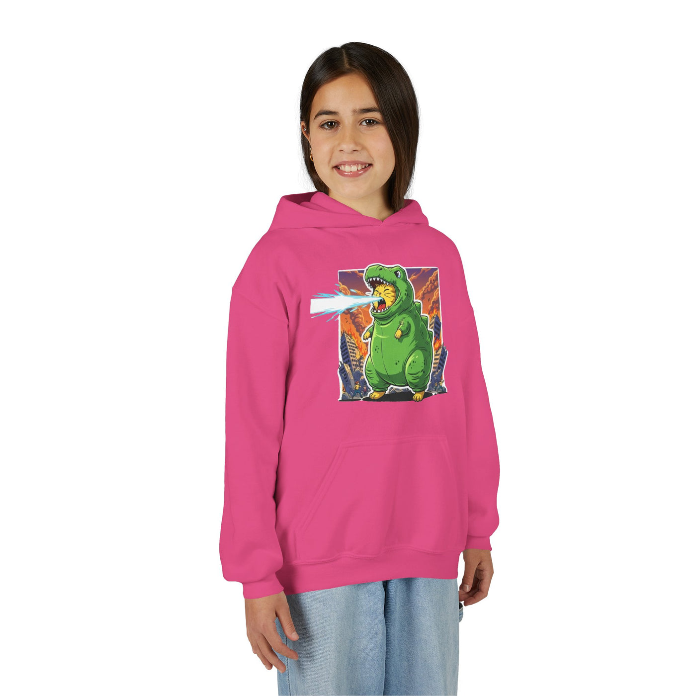 Cat cosplay Godzilla style 3 Unisex Kids Hoodie - Fun & Cozy Heavy Blend Sweatshirt with Cute Design