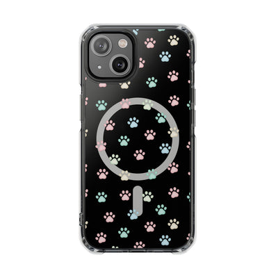 Cute Cat Paw Print Magnetic Clear Case for Pet Lovers