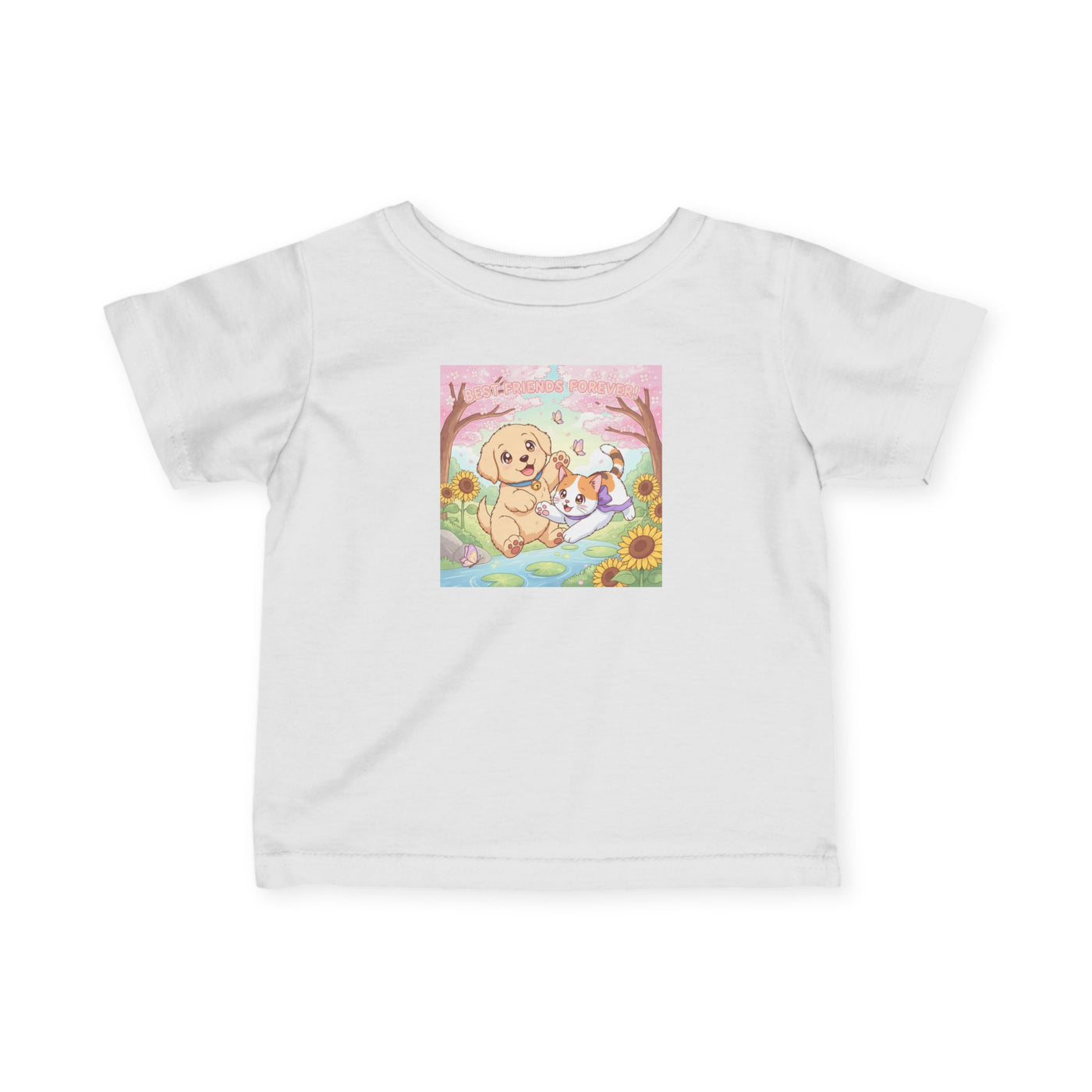 Puppy & Cat Best Friends style 1 Infant Tee, Baby T-Shirt, Toddler Gift, Baby Shower Present, Children's Casual Wear, Summer Tee