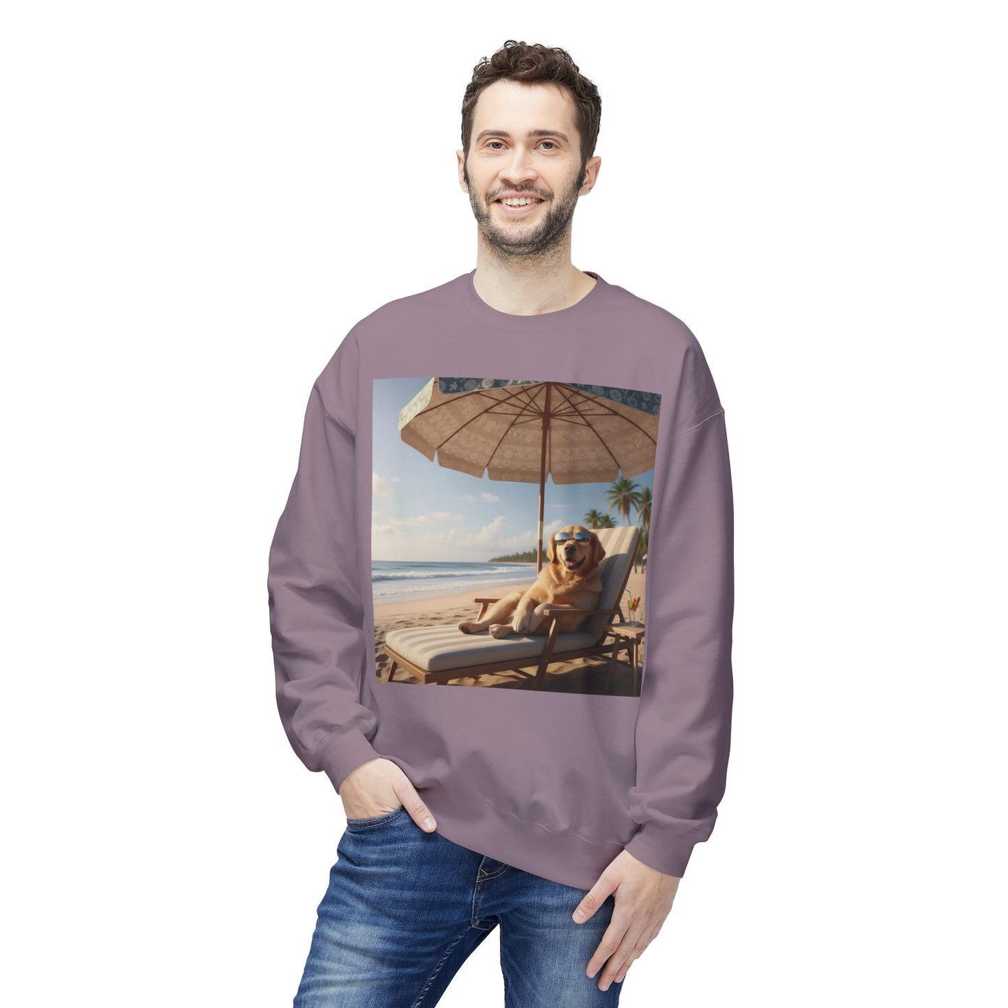 Beach Vibes Dog Graphic Unisex Crewneck Sweatshirt