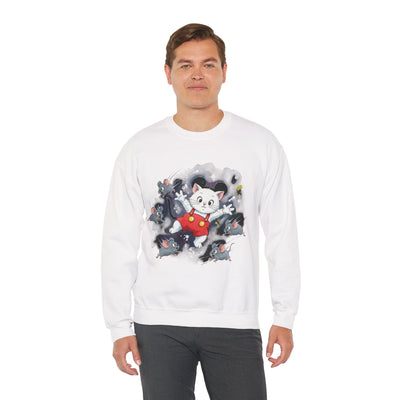 Watercolor painting style 2 Men & Women Cute Cat Pile Crewneck Sweatshirt