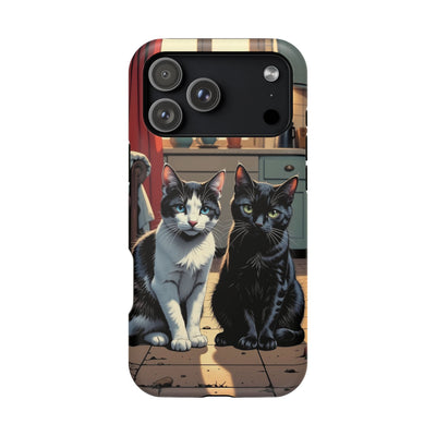 Cute Cats Magnetic Phone Case comic style 2, Cat Lover Gift, Impact-Resistant iPhone Case, Funny Pet Accessory, Unique Animal Design