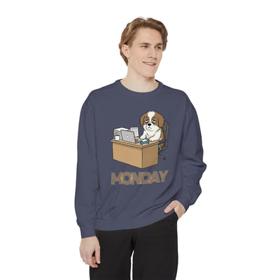 Monday Face Dog Stares Blankly Unisex Crewneck Sweatshirt style 3