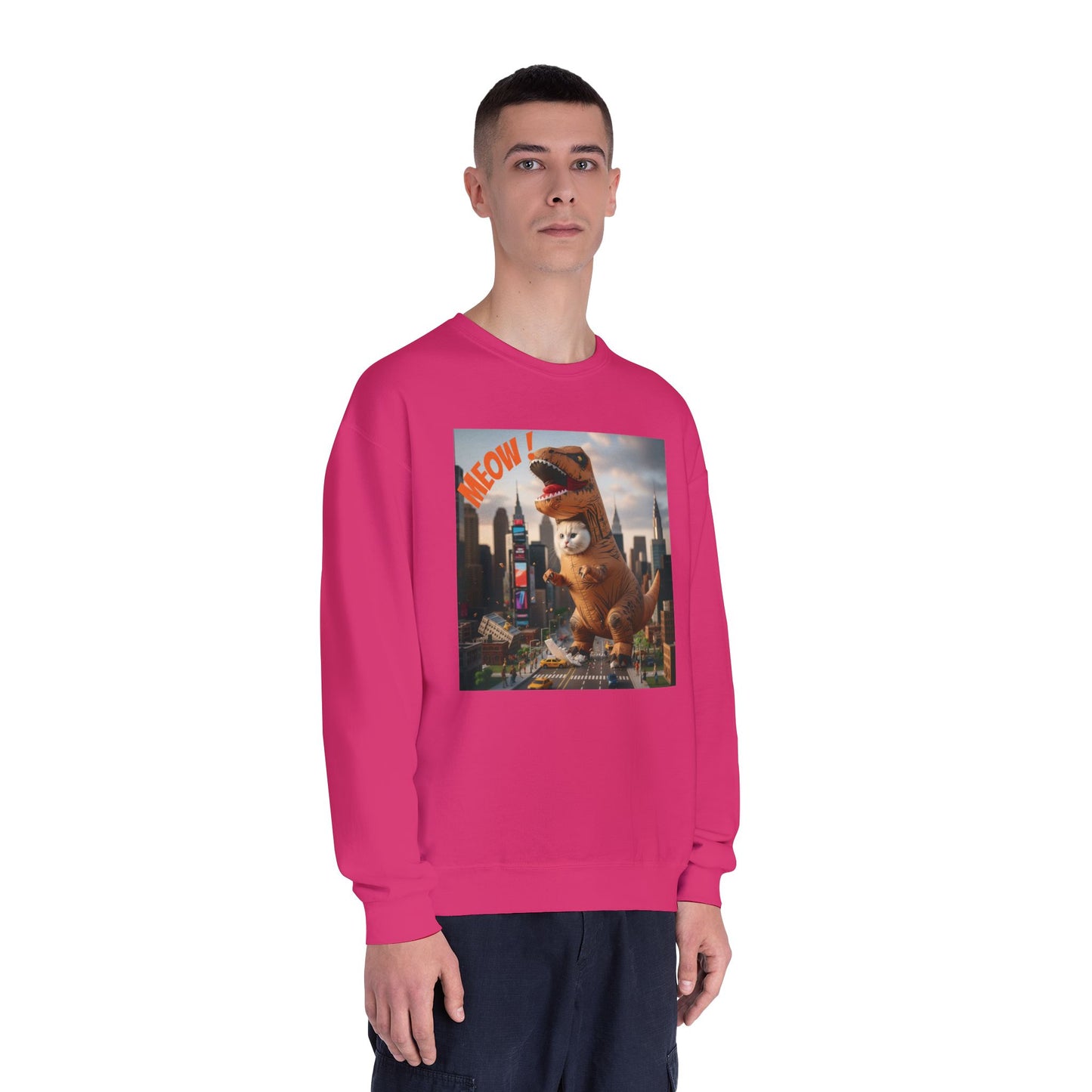 Tyrannosaurus Cat in city Unisex NuBlend Sweatshirt style 1