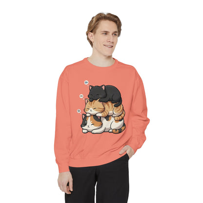 3 Cute Sleeping Cats Cozy Graphic Unisex Crewneck Sweatshirt style 8