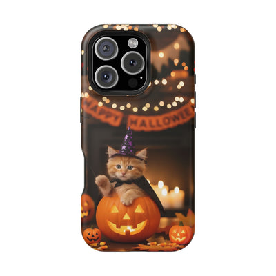 Halloween cute kitten photo style 4 Magnetic Phone Case, Cat Lover Gift, Impact-Resistant iPhone Case, Funny Pet Accessory, Unique Animal Design