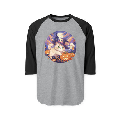 Halloween Cute Kitten Anime Unisex Raglan Shirt style 5