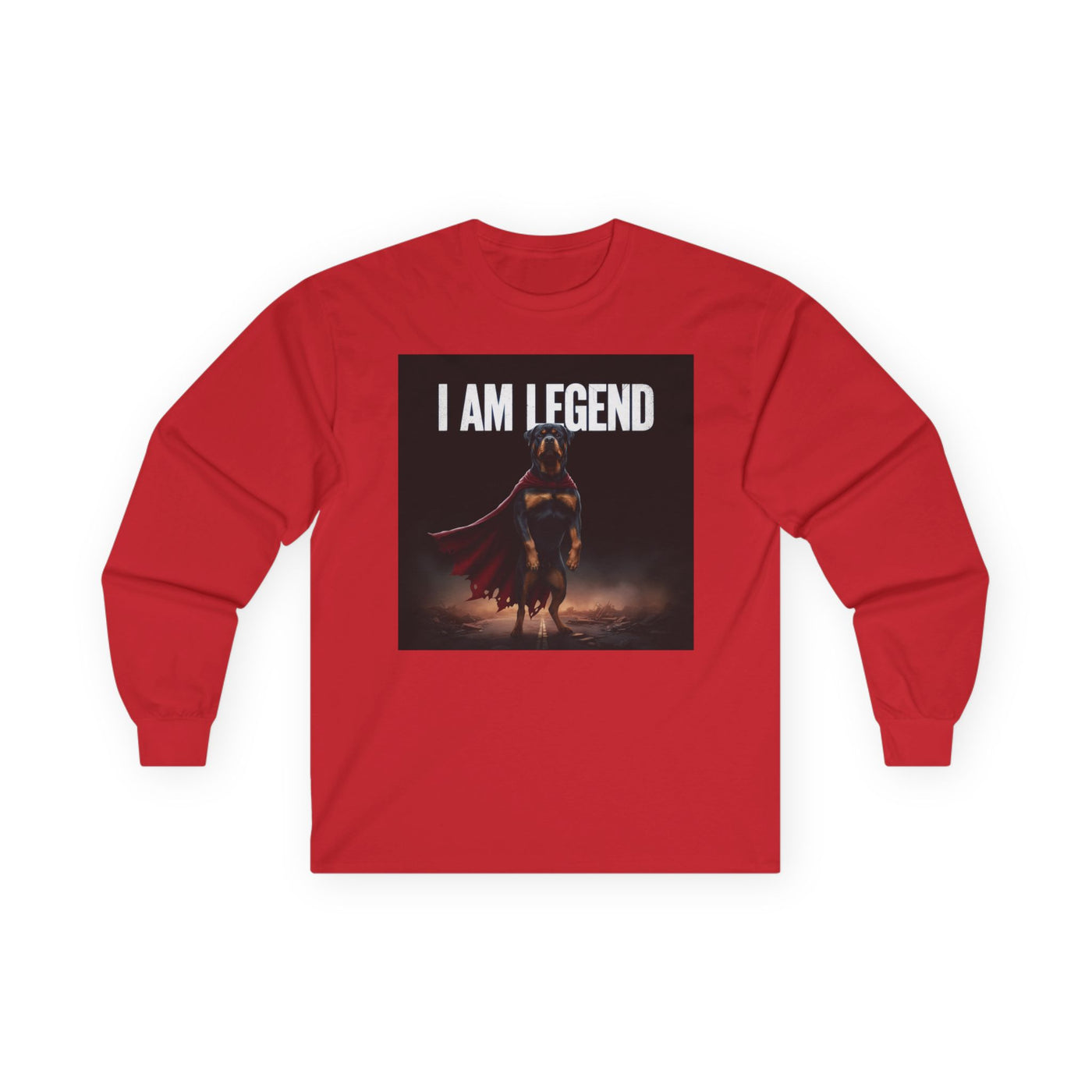 I Am Legend Dog Unisex Long Sleeve Tee - Stylish Graphic Shirt for Superhero Fans