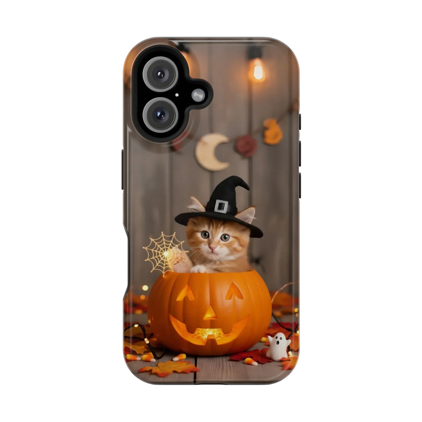 Halloween cute kitten photo style 2 Magnetic Phone Case, Cat Lover Gift, Impact-Resistant iPhone Case, Funny Pet Accessory, Unique Animal Design