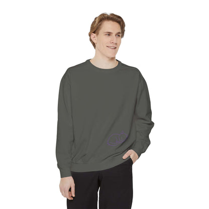 Sleeping cat shadow Graphic Unisex Crewneck Sweatshirt style 2 Purple