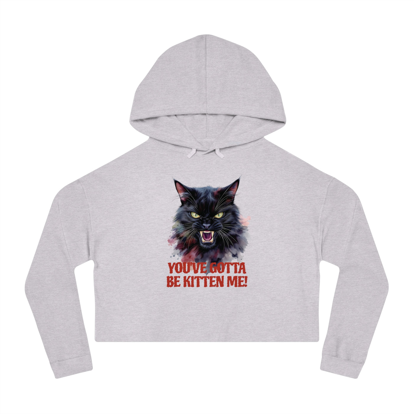 You've Gotta Be Kitten Me - Black Cat Graphic Women Cropped Hoodie