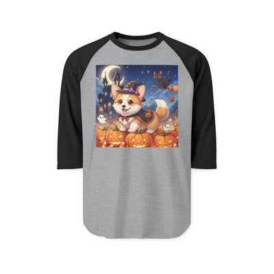 Halloween cute puppy anime style 4 Raglan Shirt, Cute Pet Shirt, Fall Apparel, Unisex Halloween Outfit, Gift for Dog Lovers, Spooky Season Tee