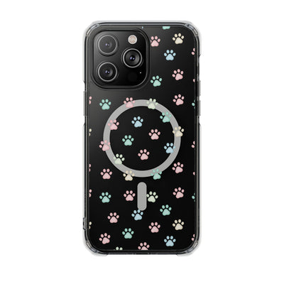 Cute Cat Paw Print Magnetic Clear Case for Pet Lovers