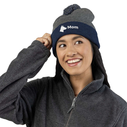 Embroidered Dog Mom Pom-Pom Knit Cap