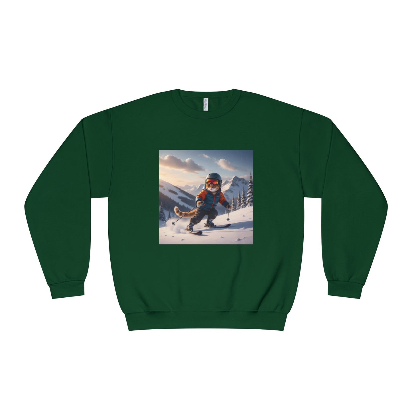 Skiing Cat Graphic Unisex NuBlend Crewneck Sweatshirt