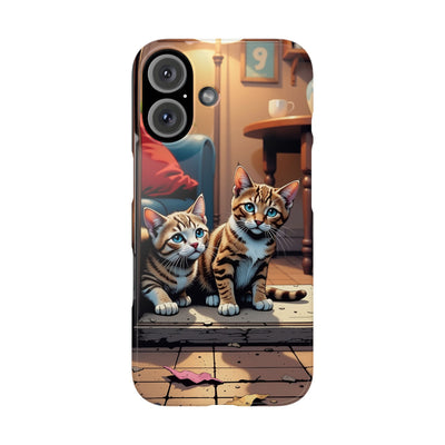 Cute Cats Slim Phone Case comic style 1, Cat Lover Gift, Impact-Resistant iPhone Case, Funny Pet Accessory, Unique Animal Design