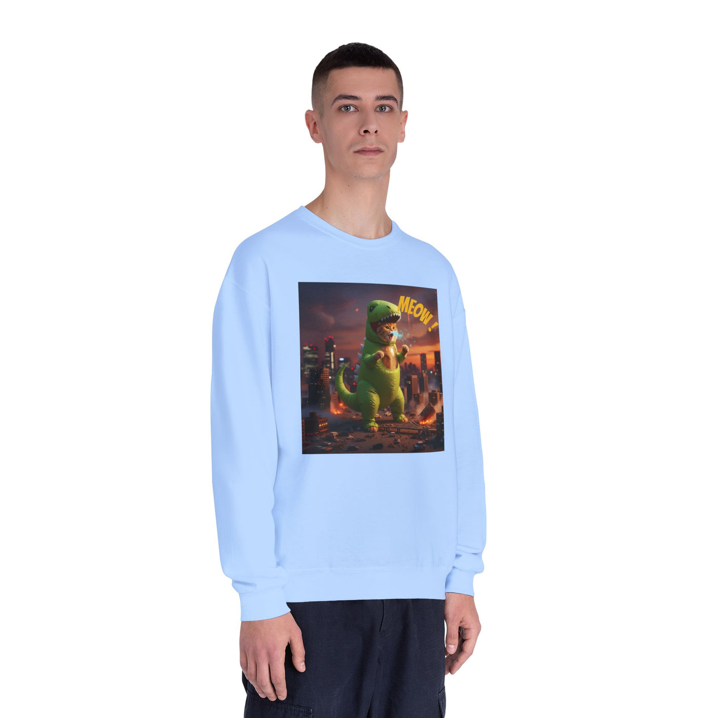 Tyrannosaurus Cat in city style 2 Unisex NuBlend® Crewneck Sweatshirt