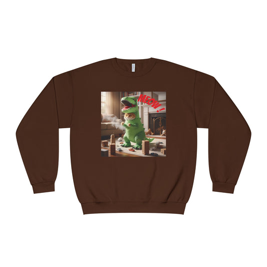 Tyrannosaurus Cat at home Unisex NuBlend Crewneck Sweatshirt