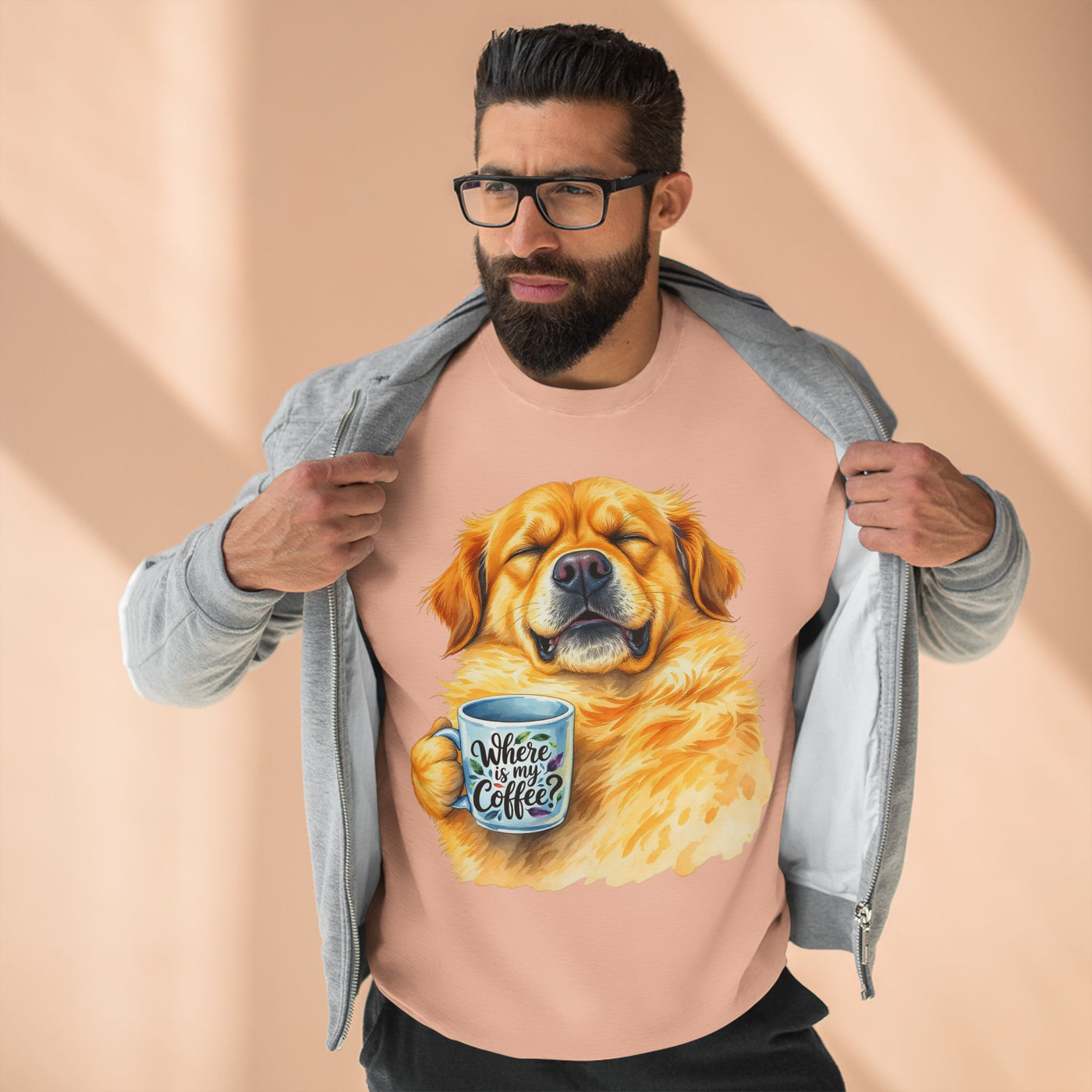 "Where is my coffee?" Dog Watercolor style 1 Unisex Crewneck Sweatshirt