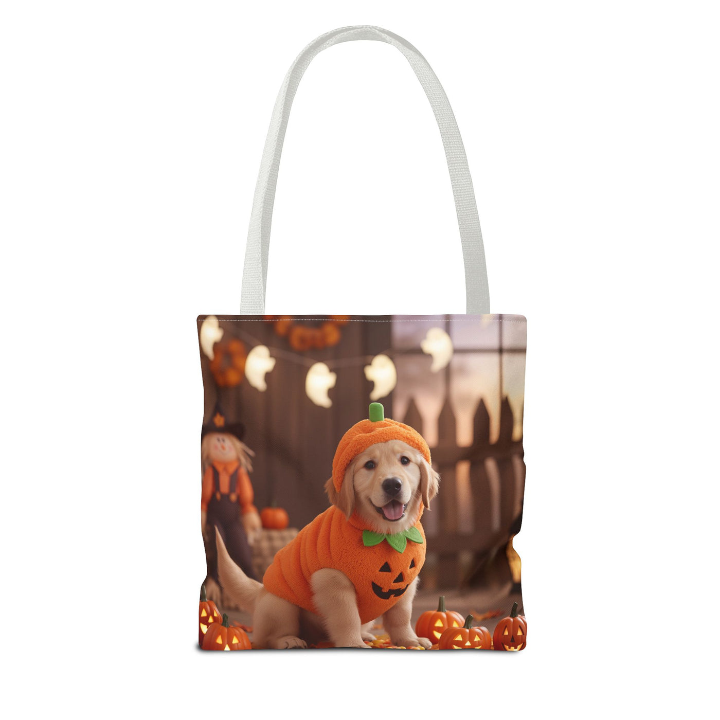 Adorable Halloween Puppy Tote Bag, Dog Lover Bag, Spooky Season Accessories, Pumpkin Patch Shopper, Cute Pet Gift