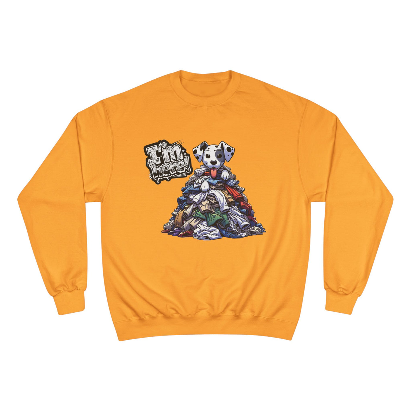 Cute Dog I'm Here! Graphic Champion Unisex Crewneck Sweatshirt