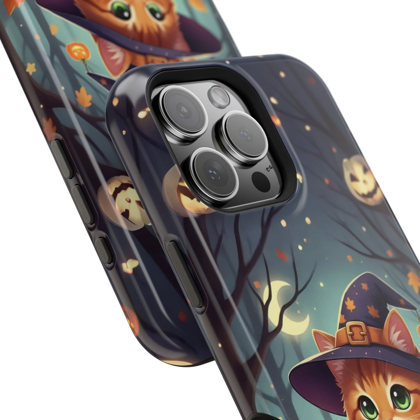 Halloween cute kitten anime style 3 Magnetic Phone Case, Cat Lover Gift, Impact-Resistant iPhone Case, Funny Pet Accessory, Unique Animal Design