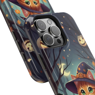 Halloween cute kitten anime style 3 Magnetic Phone Case, Cat Lover Gift, Impact-Resistant iPhone Case, Funny Pet Accessory, Unique Animal Design