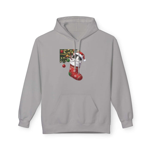 Kitten hiding in Christmas stocking Unisex Fleece Hoodie style 1